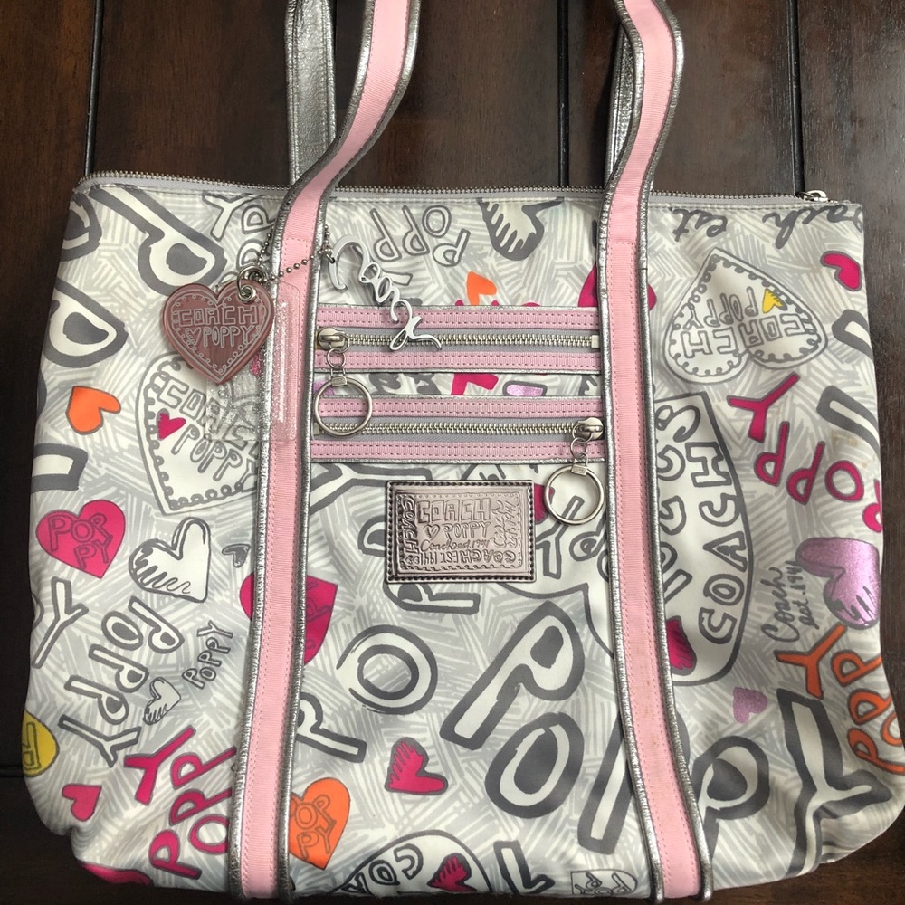 Coach poppy graffiti glam tote